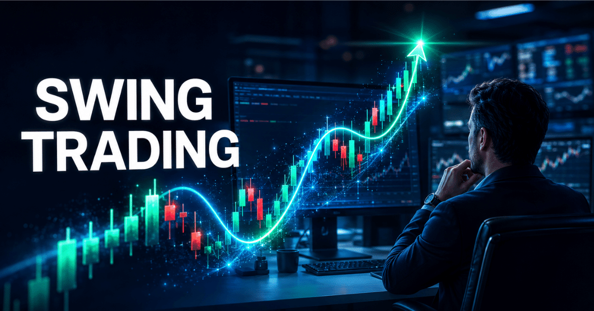 Graphique de swing trading montrant un mouvement de prix entre un soutien et une résistance